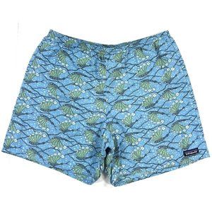 Patagonia Blue and Green Shell-Print Men’s Swim Trunks